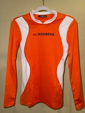 J.Lindeberg Orange and White Athletic Long Sleeve Top